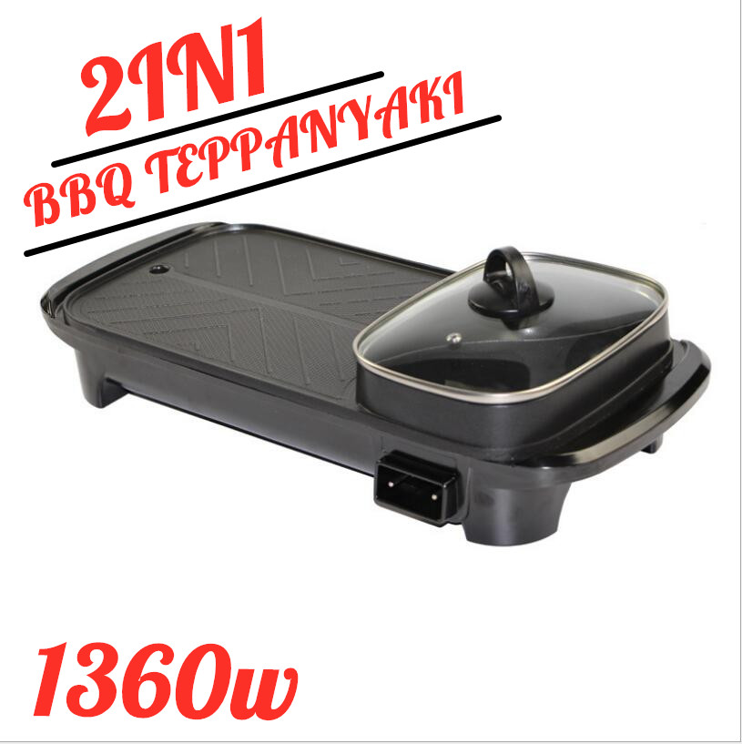 AUGIENB-2-In-1-Electric-Barbecue-Pan-Grill-Teppanyaki-Cook-Fry-BBQ-Oven-Hot-1673139