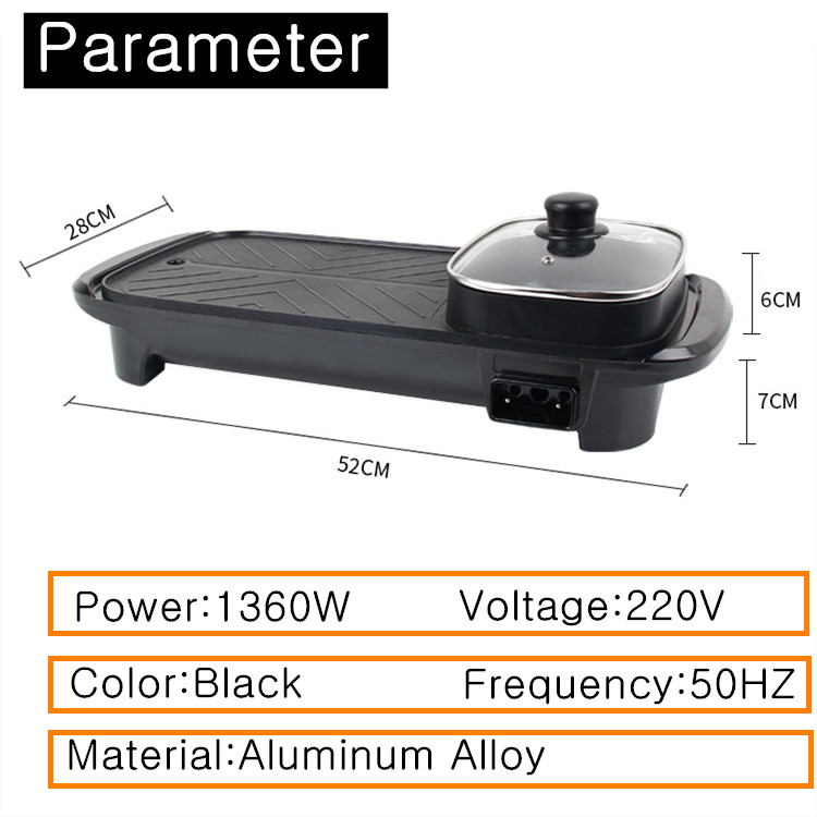 AUGIENB-2-In-1-Electric-Barbecue-Pan-Grill-Teppanyaki-Cook-Fry-BBQ-Oven-Hot-1673139