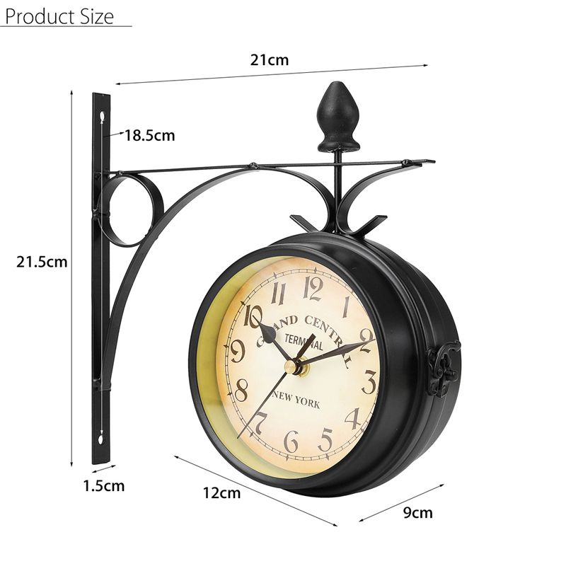 Antique-Double-Sided-Wall-Mount-Station-Clock-Garden-Vintage-Retro-Home-Decoration-1304835