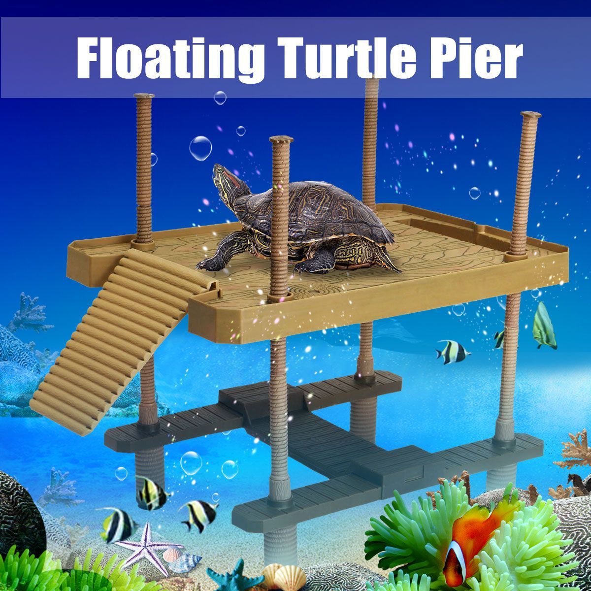 Aquarium-Fish-Tank-Turtle-Reptile-Basking-Terrace-Island-Platform-House-Dock-Pier-1239127