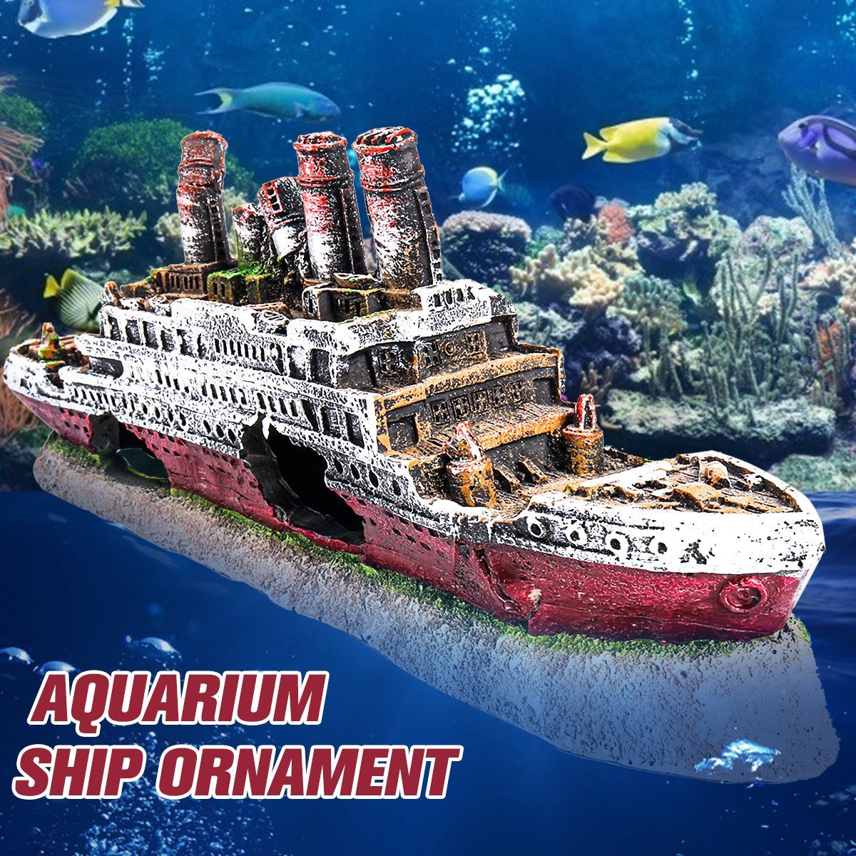 Aquarium-Ship-Ornament-Wreck-Boat-Fish-Tank-Cave-Resin-Decoration-27x52x95cm-1704612