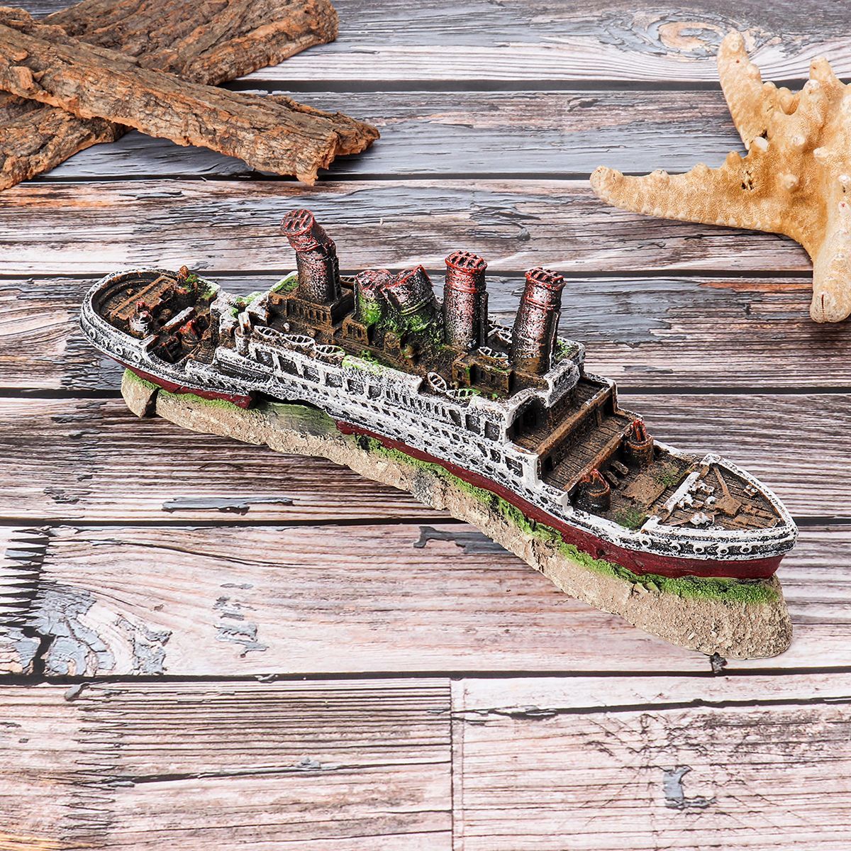 Aquarium-Ship-Ornament-Wreck-Boat-Fish-Tank-Cave-Resin-Decoration-27x52x95cm-1704612