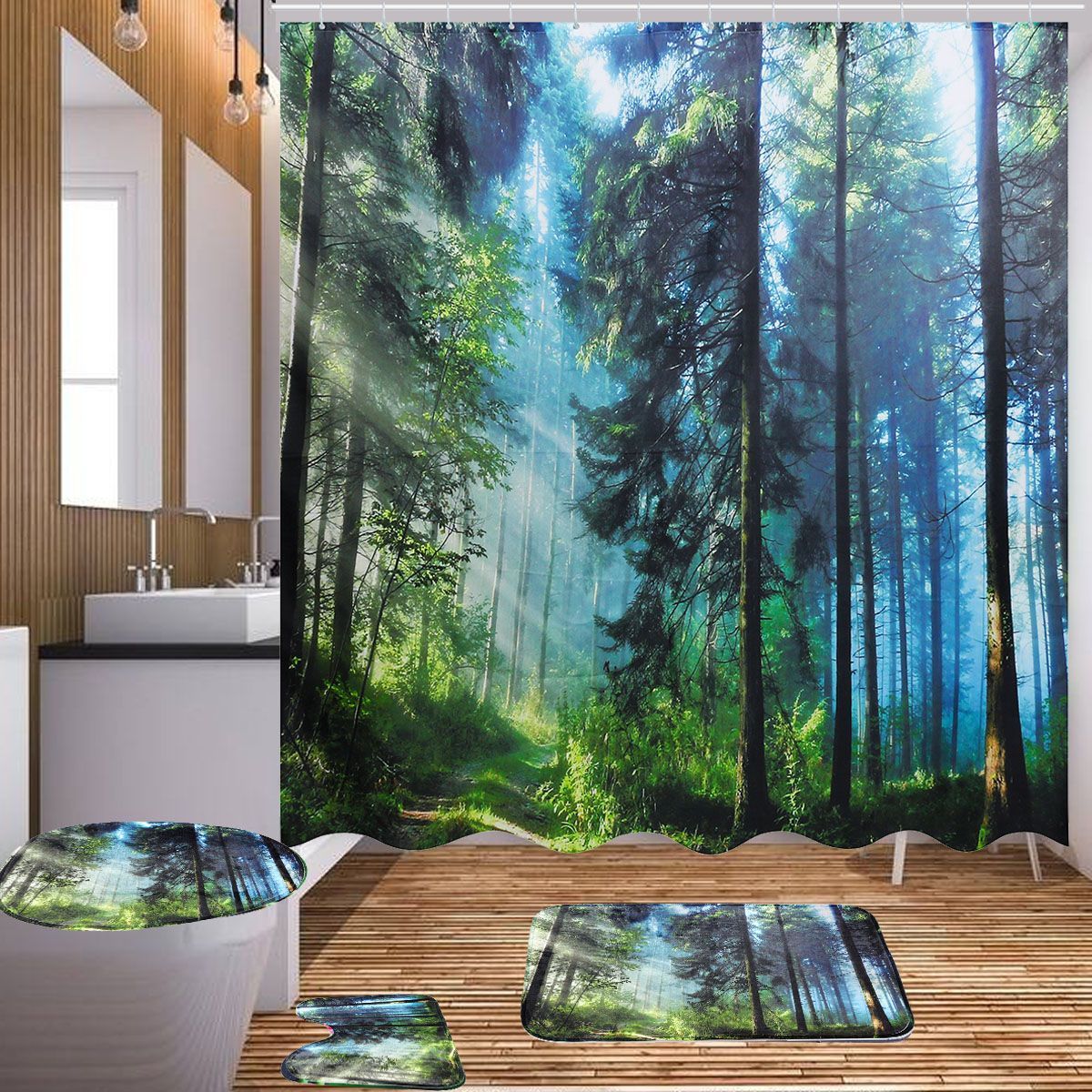 Bath-Curtains-Waterproof-Polyester-Fabric-Washable-Bathroom-Shower-Curtain-Screen-with-Hooks-Accesso-1552630