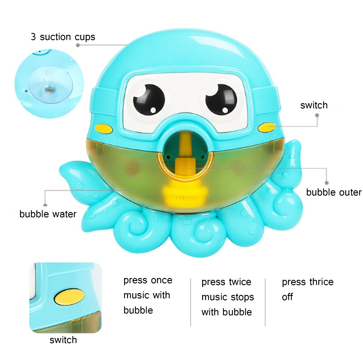 Bath-Water-Toys-Baby-Kids-Sucker-Octopus-Carton-MUSIC-Automatic-Bubble-Play-Fun-1645221