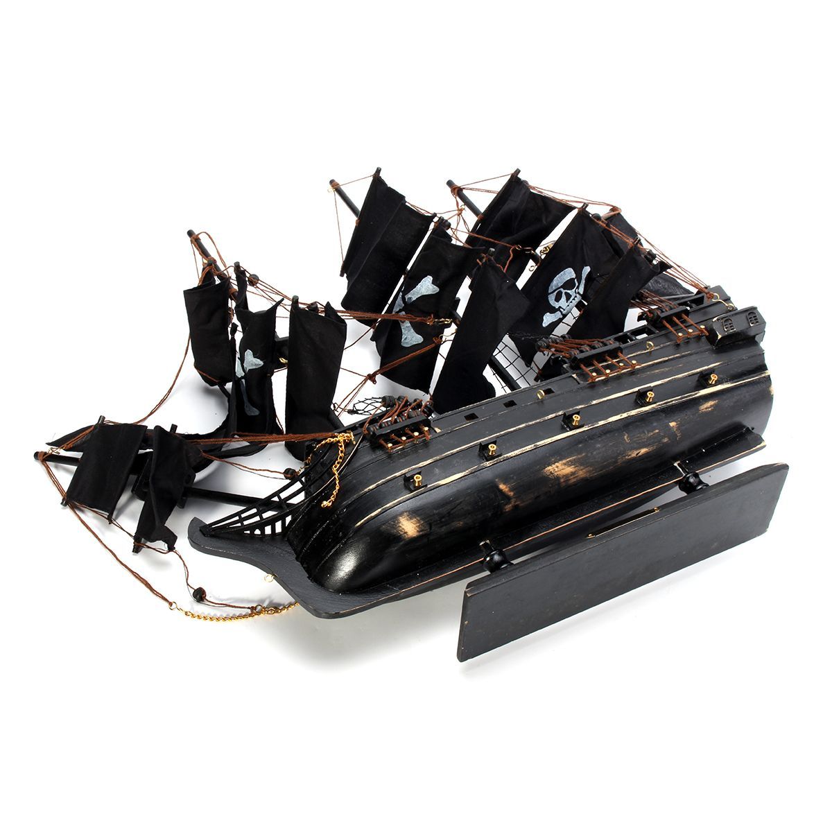 Black-Model-Pirate-Ship-Vintage-Wooden-Sailboat-Home-Decorations-Boat-Gift-Toy-1583877