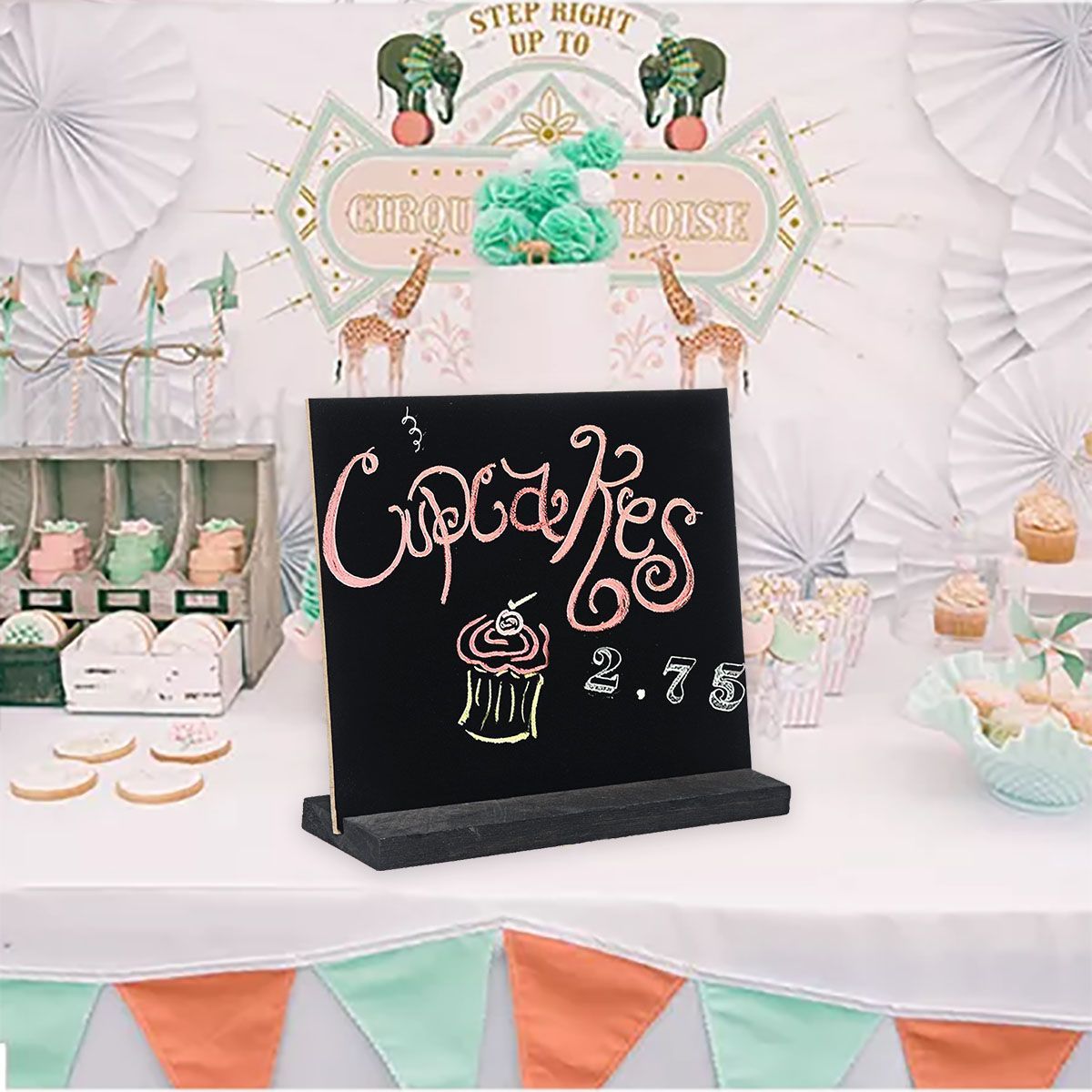 Blackboard-Double-Side-Rustic-Sign-Message-Board-Cafe-School-with-Base-Stands-1629696