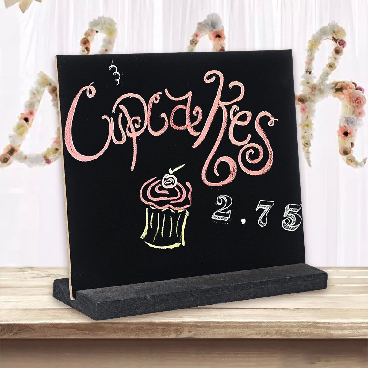 Blackboard-Double-Side-Rustic-Sign-Message-Board-Cafe-School-with-Base-Stands-1629696