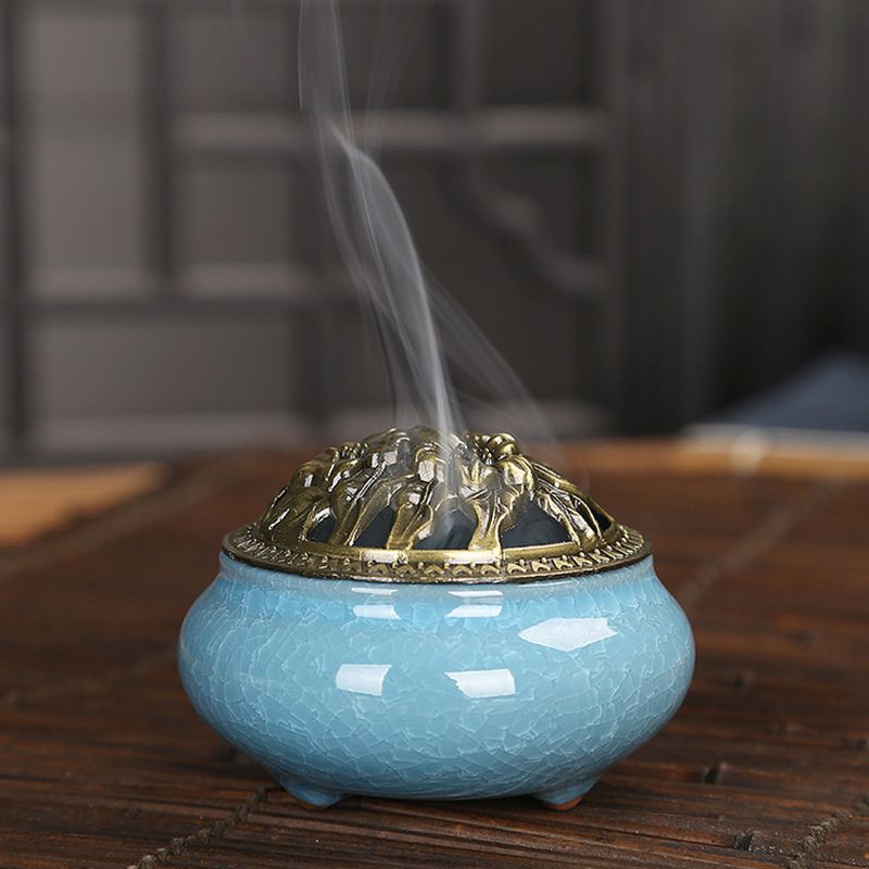 Ceramic-Incense-Burner-Censer-Coil-Stick-Holder-Ash-Catcher-w-Alloy-Cover-Aromatherapy-Decor-1344217