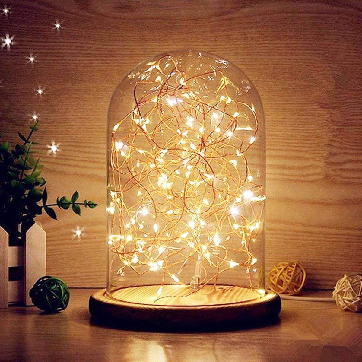 Clear-Glass-Display-Dome-Cloche-Bell-Jar-Wooden-Base-DIY-Decorations-With-20-LED-Fairy-String-Light-1361173