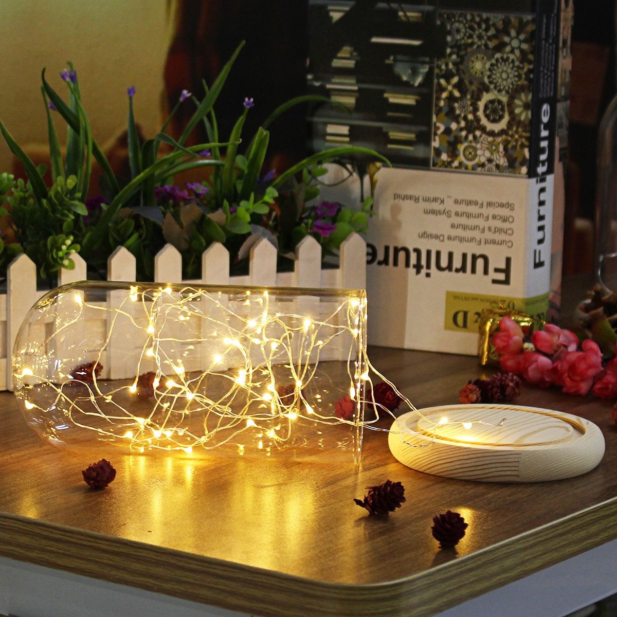 Clear-Glass-Display-Dome-Cloche-Bell-Jar-Wooden-Base-DIY-Decorations-With-20-LED-Fairy-String-Light-1361173