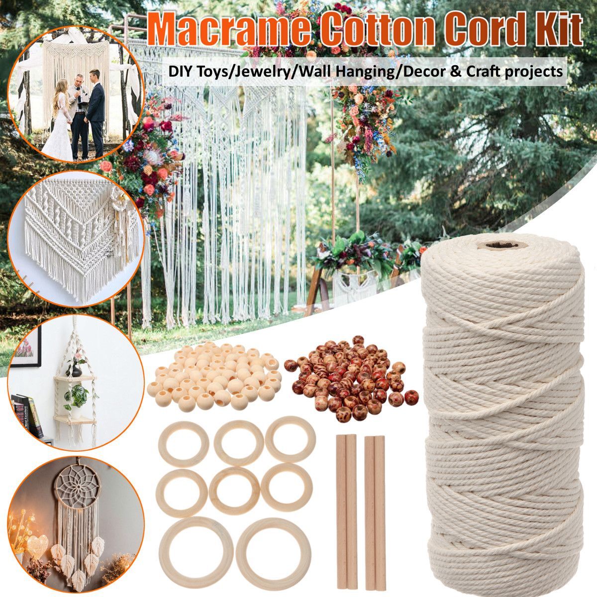 DIY-Craft-Cord-Yarn-Natural-Cotton-Wooden-Bead-Kit-Tapestry-Macrame-Wall-Hanging-1735479