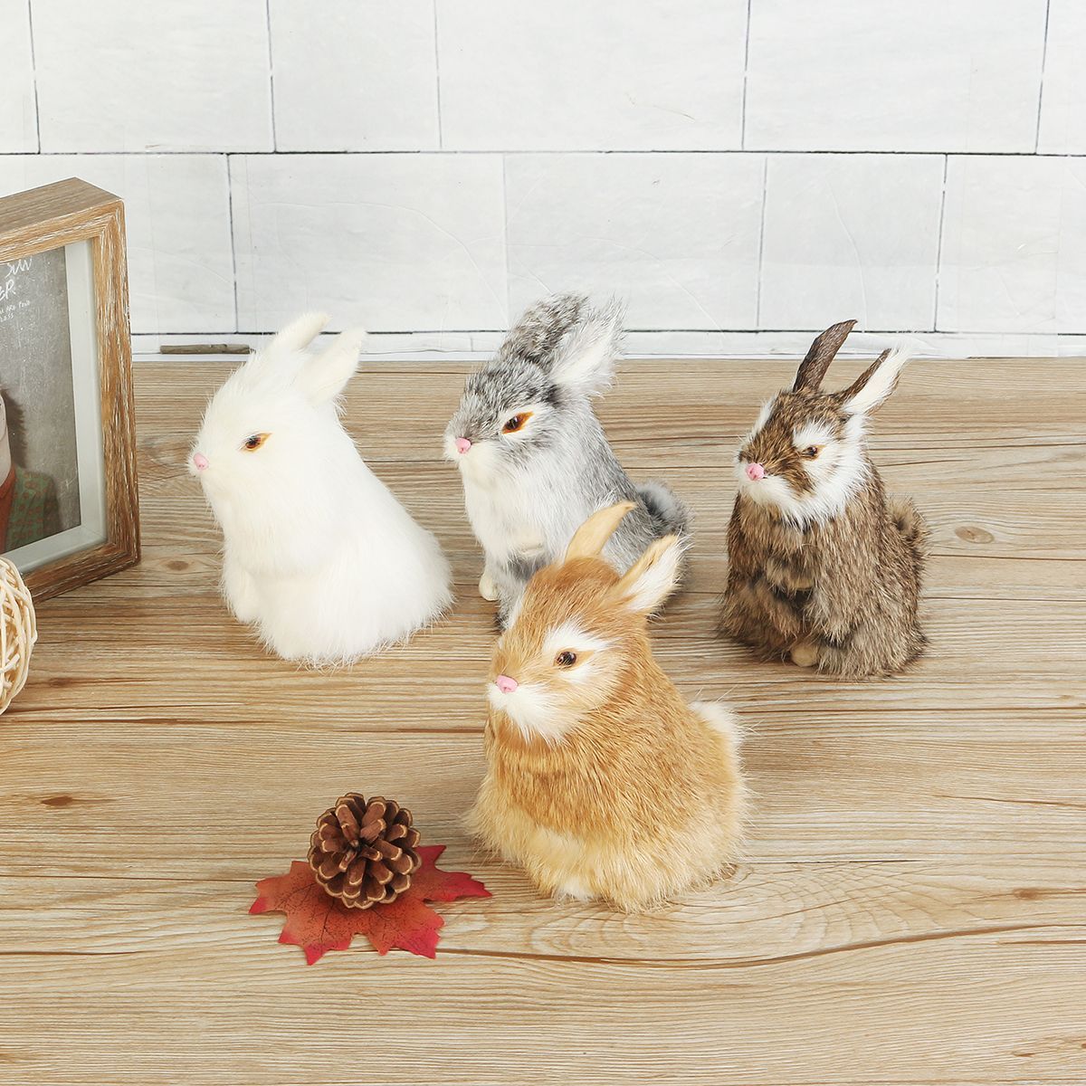 GrayYellowBrownWhite-Rabbits-Handmade-Easter-Bunnies-Home-Decorations-Desktop-Ornament-1452976