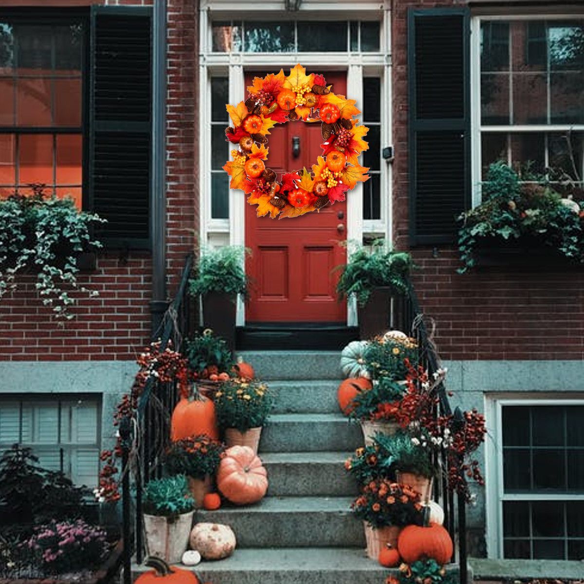 Halloween-Artificial-Pumpkin-Wreath-Autumn-Color-Harvest-Maple-Leaf-LED-Light-String-Door-Garland-De-1752873