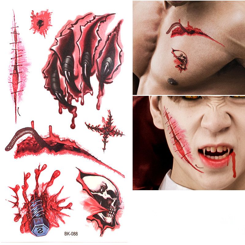 Halloween-Props-Tattoo-Stickers-Horror-Simulation-Wound-Realistic-Blood-Scars-Scratches-Stitch-Patte-1566613