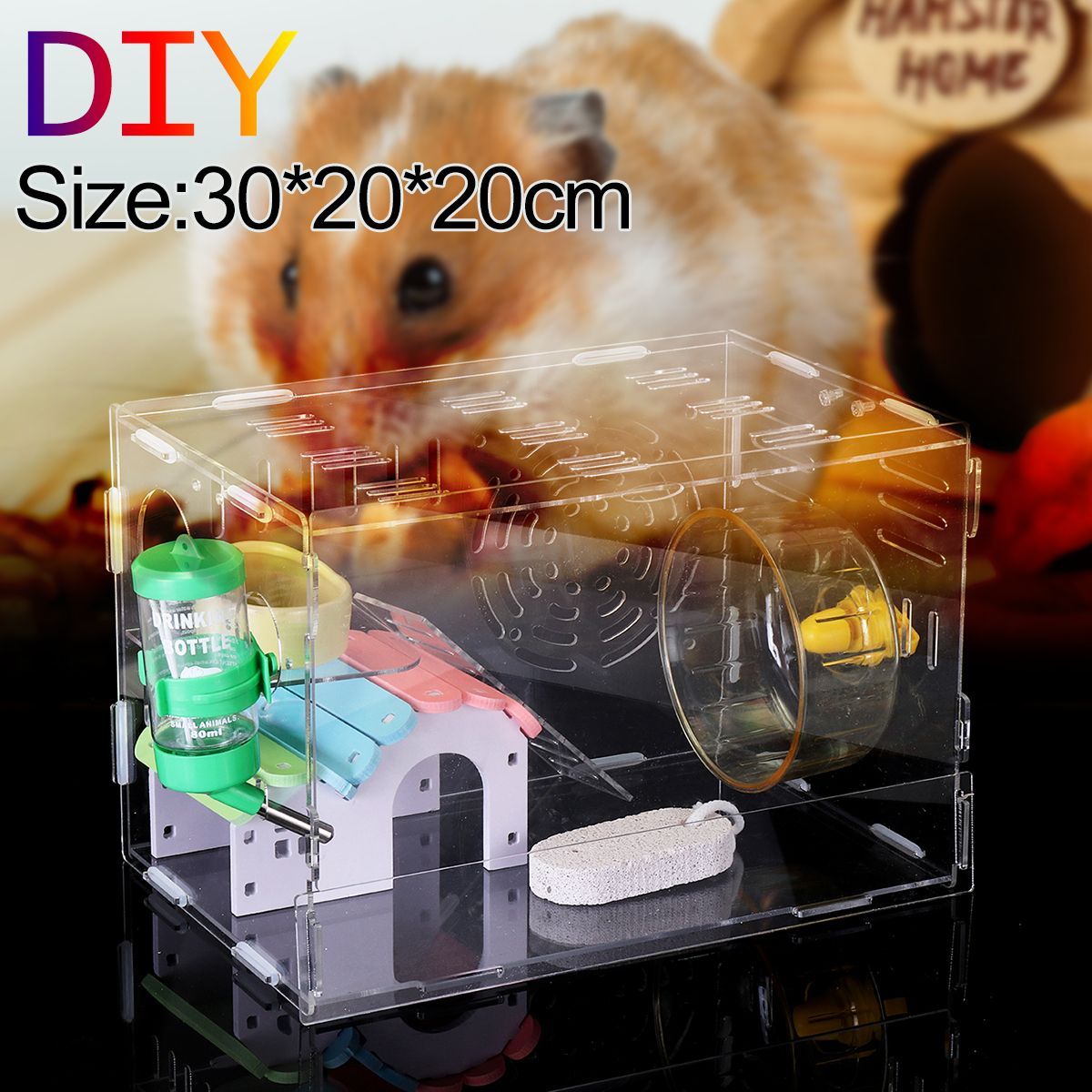 Hamster-Acrylic-Cage-Clear-1-Layer-Mice-Mouse-Castle-Rat-House-Toy-Pet-Bed-Kids-Gift-1532846