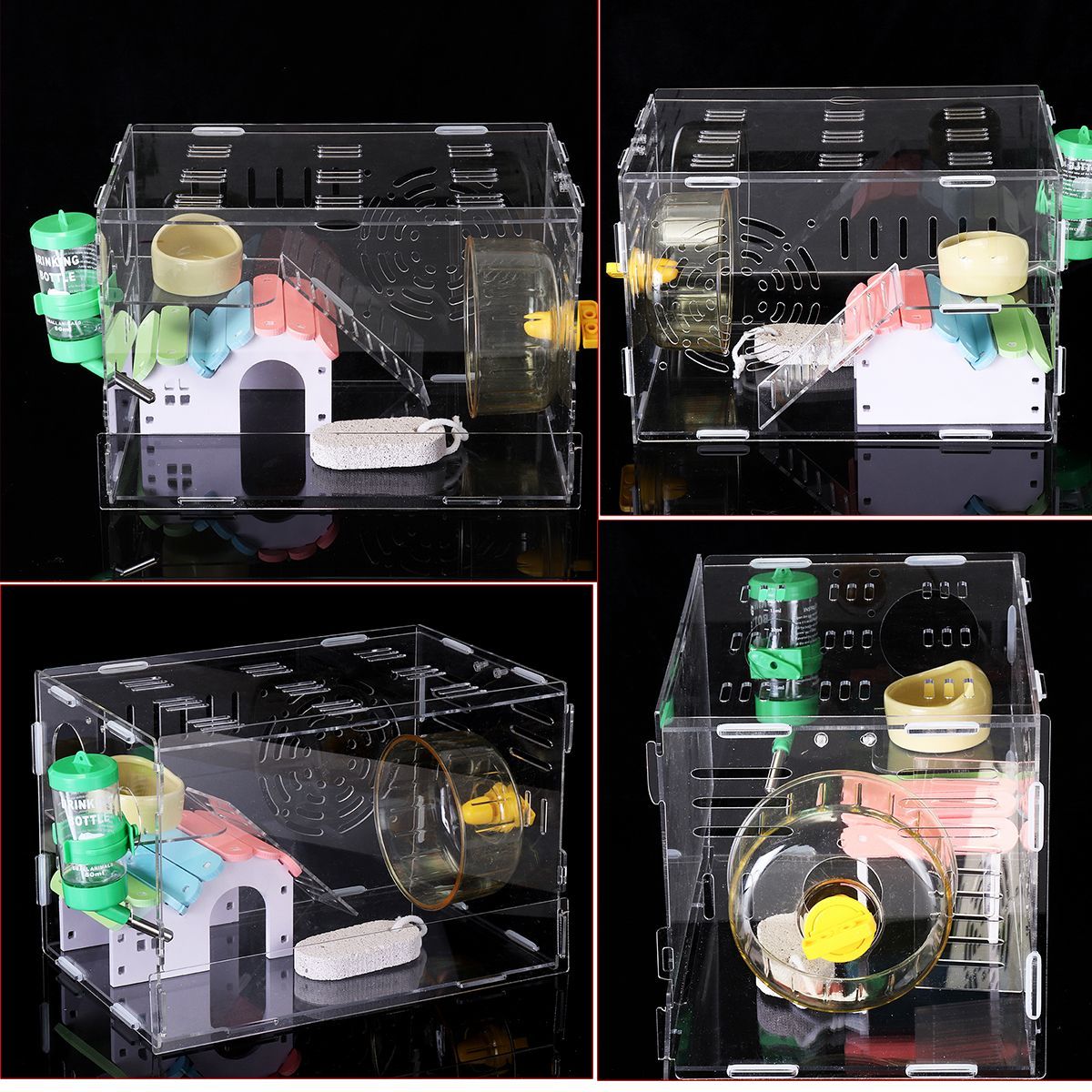 Hamster-Acrylic-Cage-Clear-1-Layer-Mice-Mouse-Castle-Rat-House-Toy-Pet-Bed-Kids-Gift-1532846