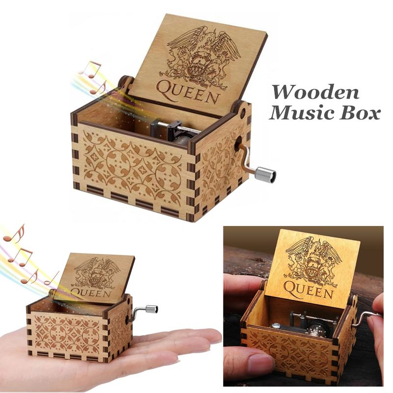 Hand-Crank-Wooden-Engraved-Queen-Music-Box-Kids-Christmas-Ornament-Gift-6452mm-1581260