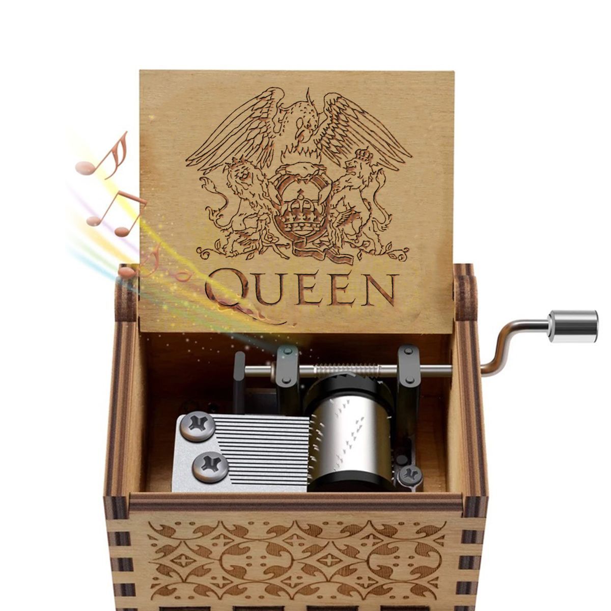 Hand-Crank-Wooden-Engraved-Queen-Music-Box-Kids-Christmas-Ornament-Gift-6452mm-1581260