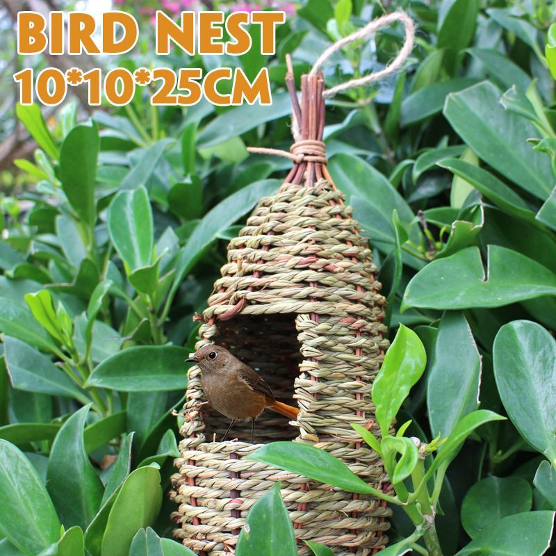 Hand-Woven-Pet-Bird-Nest-Hut-Cage-Feeder-Parrot-Parakeet-Toy-House-Natural-Outdoor-1702661