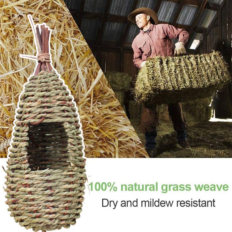 Hand-Woven-Pet-Bird-Nest-Hut-Cage-Feeder-Parrot-Parakeet-Toy-House-Natural-Outdoor-1702661