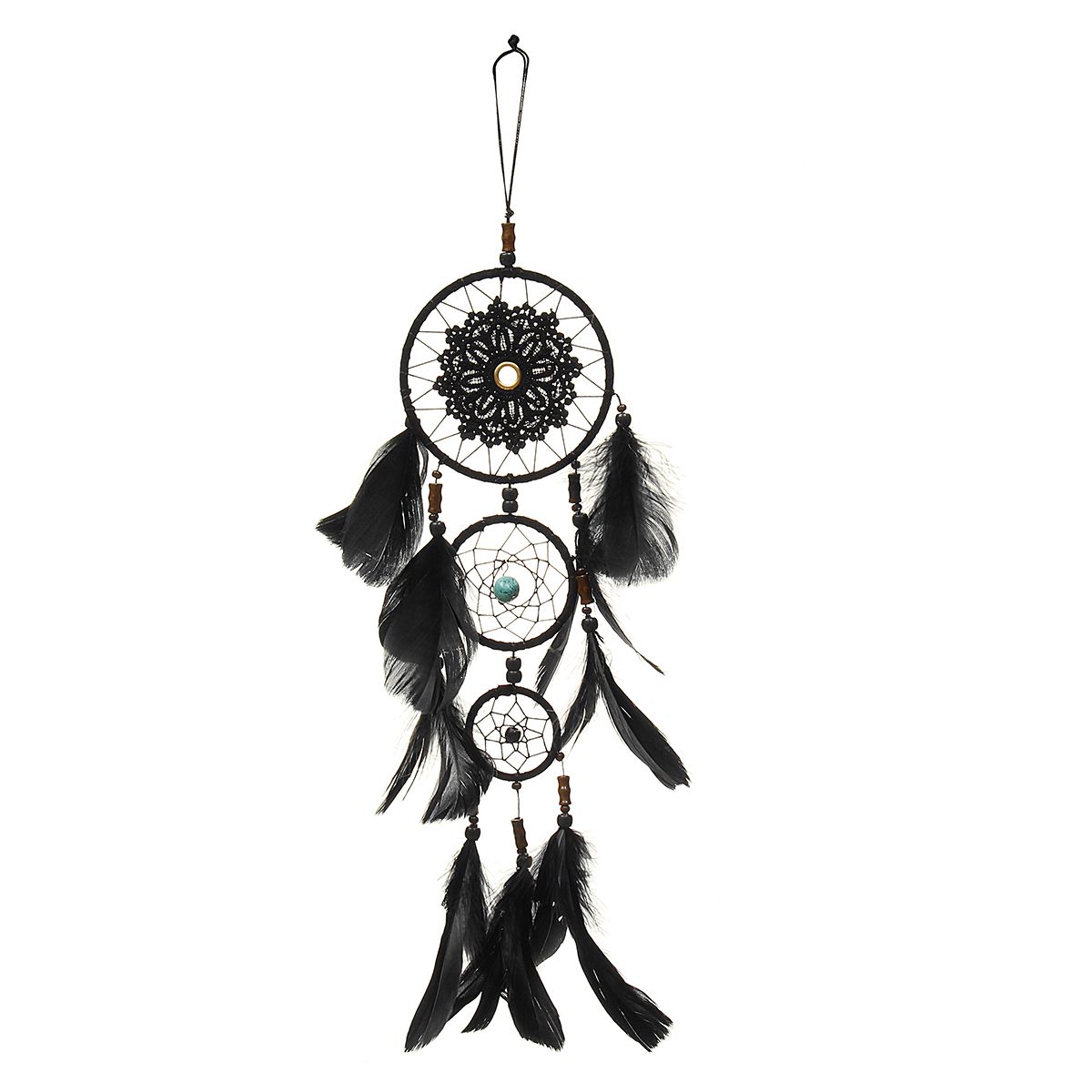 Handmade-Dream-Catcher-Black-Feather-Wood-Beads-Balcony-Room-Wall-Hanging-Decorations-1557062