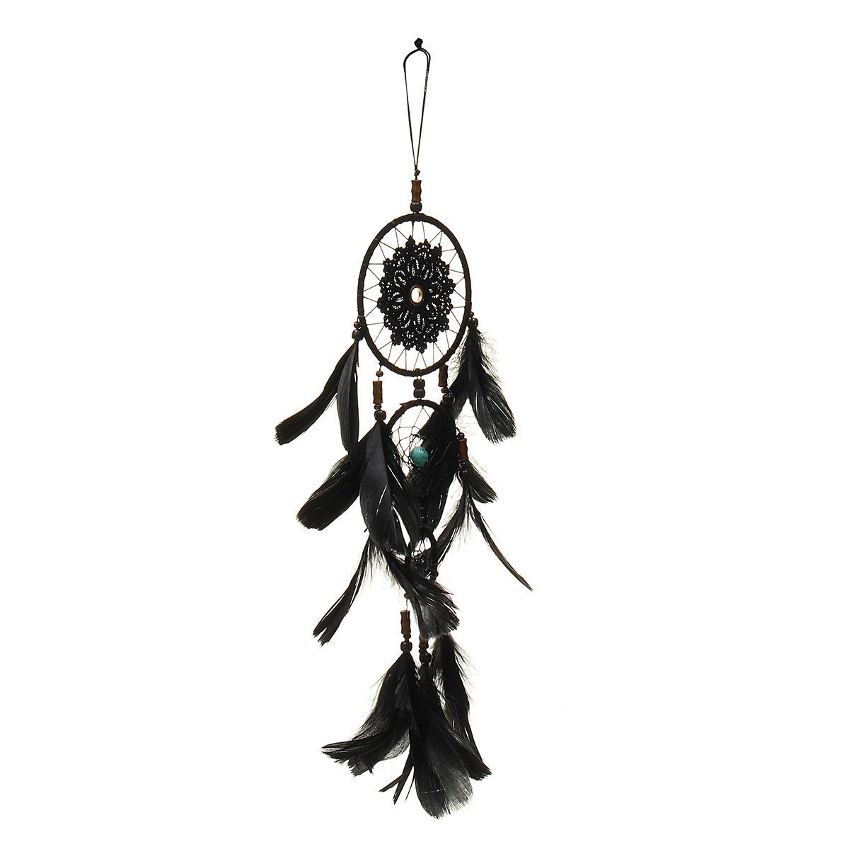 Handmade-Dream-Catcher-Black-Feather-Wood-Beads-Balcony-Room-Wall-Hanging-Decorations-1557062