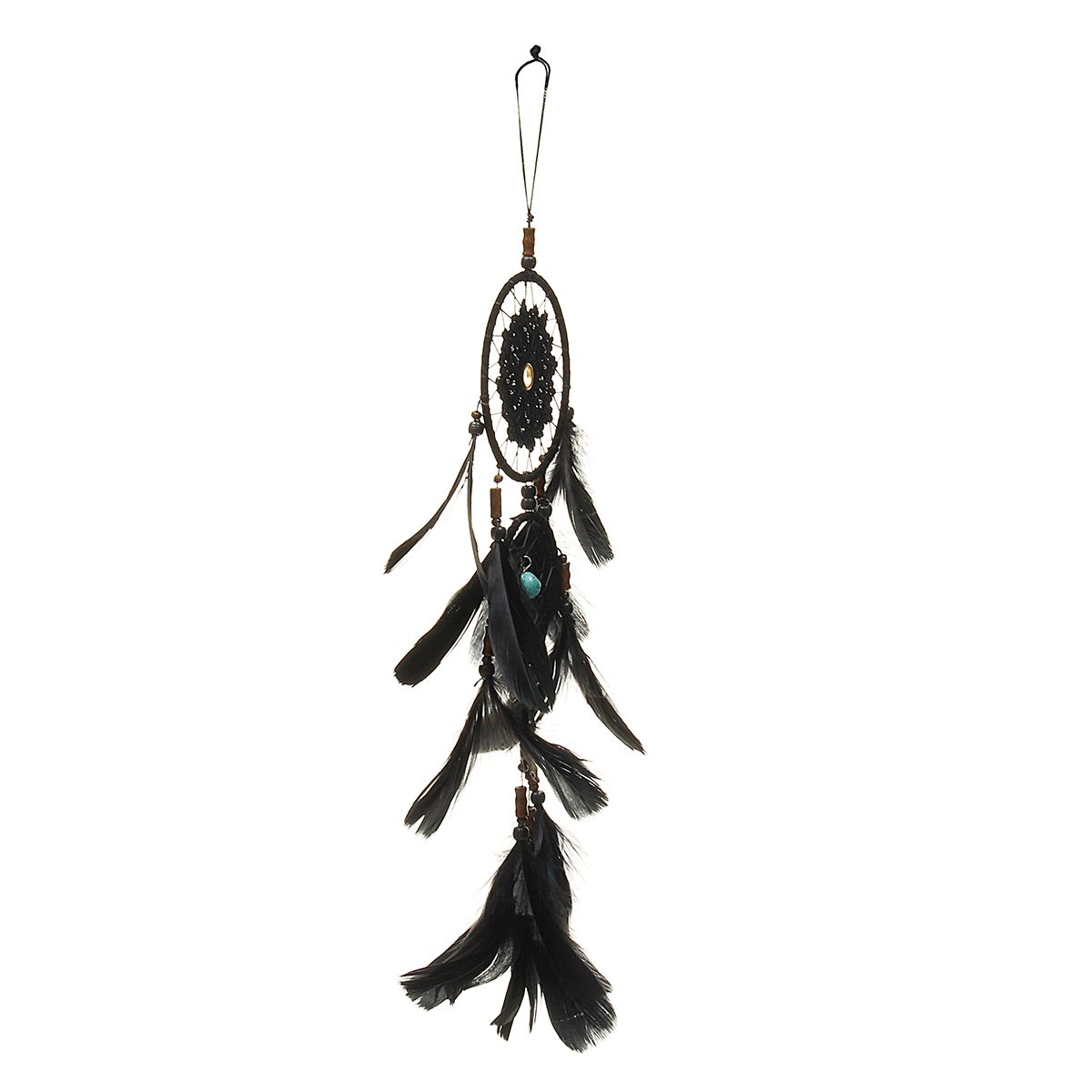 Handmade-Dream-Catcher-Black-Feather-Wood-Beads-Balcony-Room-Wall-Hanging-Decorations-1557062