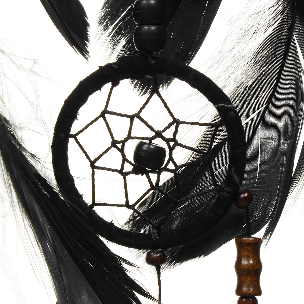 Handmade-Dream-Catcher-Black-Feather-Wood-Beads-Balcony-Room-Wall-Hanging-Decorations-1557062