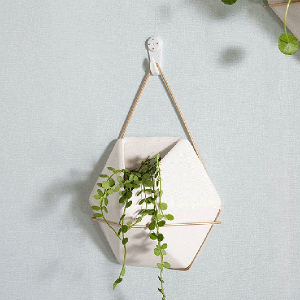 Hexagon-Wall-Fence-Art-Hanging-Green-Plant-Flower-Pot-Ceramic-Planter-Holder-1462950