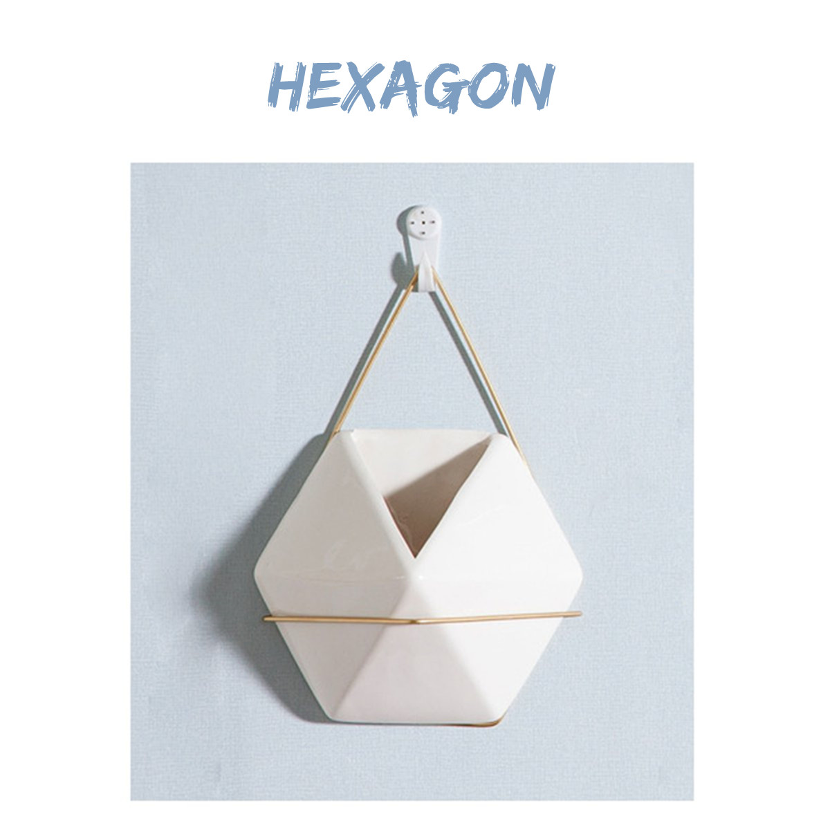 Hexagon-Wall-Fence-Art-Hanging-Green-Plant-Flower-Pot-Ceramic-Planter-Holder-1462950