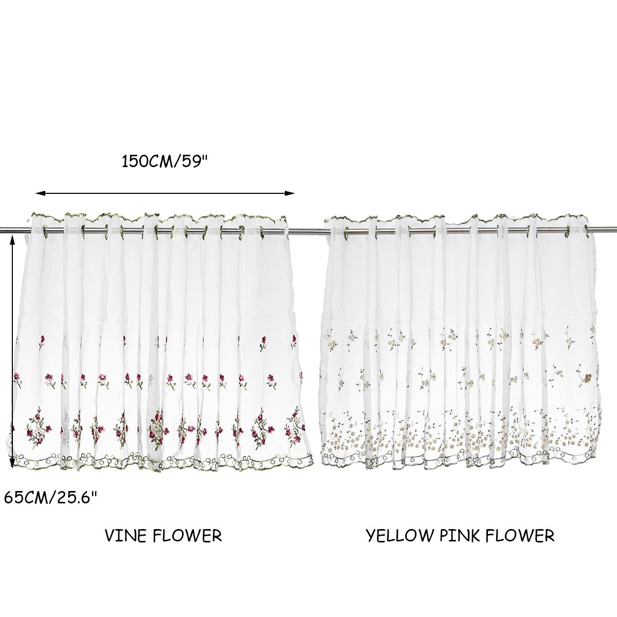 Kitchen-Cafe-Curtains-Country-Embroidery-Window-Sheer-Voile-Short-Panel-Valance-1528711