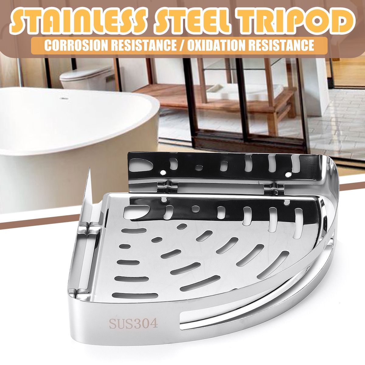KitchenBathroom-Stainless-Steel-Triangular-Rack-Shower-Caddy-Storage-Holder-Shelf-1602525