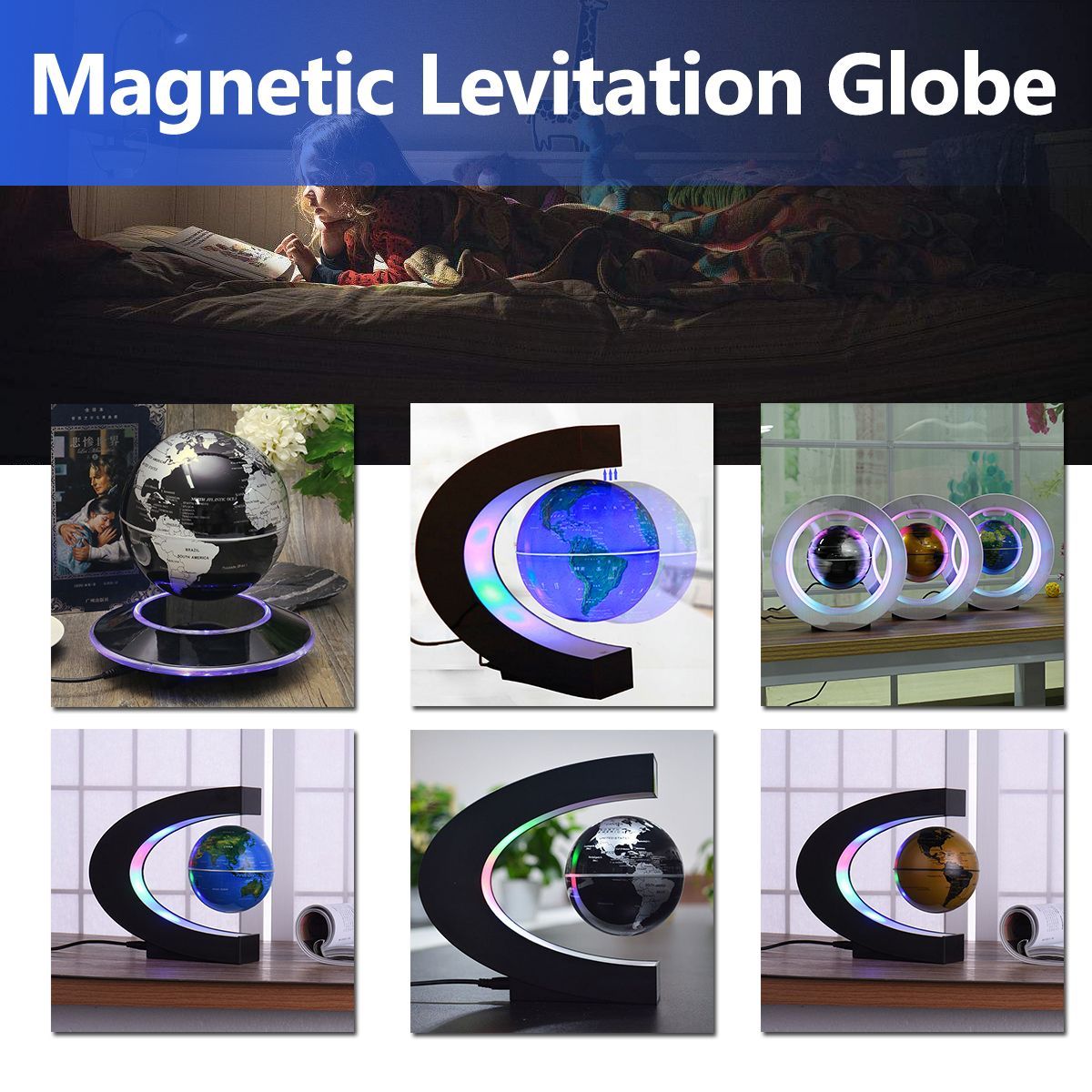 LED-Electronic-Magnetic-Floating-Globe-Levitation-Decor-Planet-Earth-Map-Gift-1215814