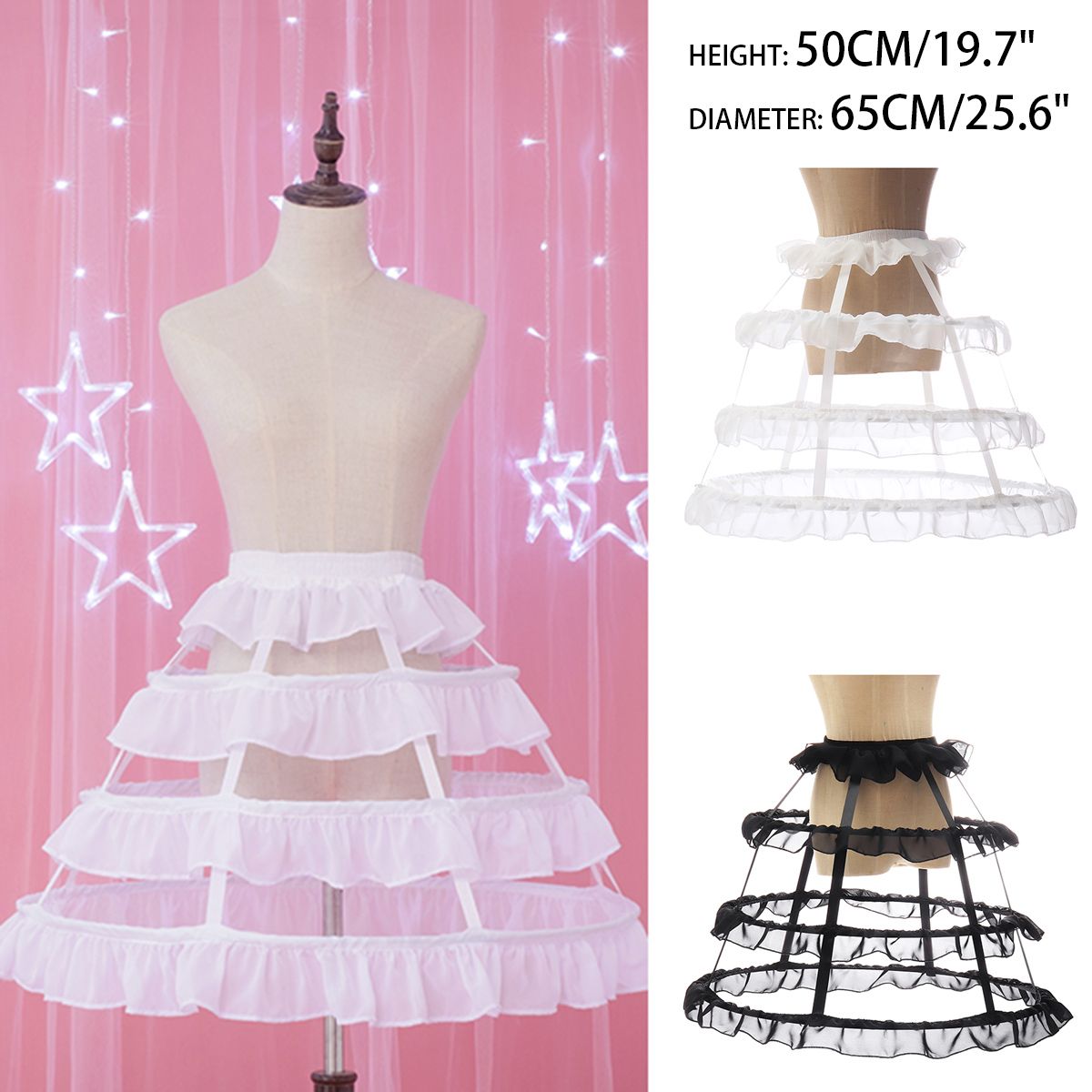 Lady-Hoop-Cage-Skirt-Pannier-Bustle-Crinoline-Petticoat-Underskirt-Dress-Costume-1540258