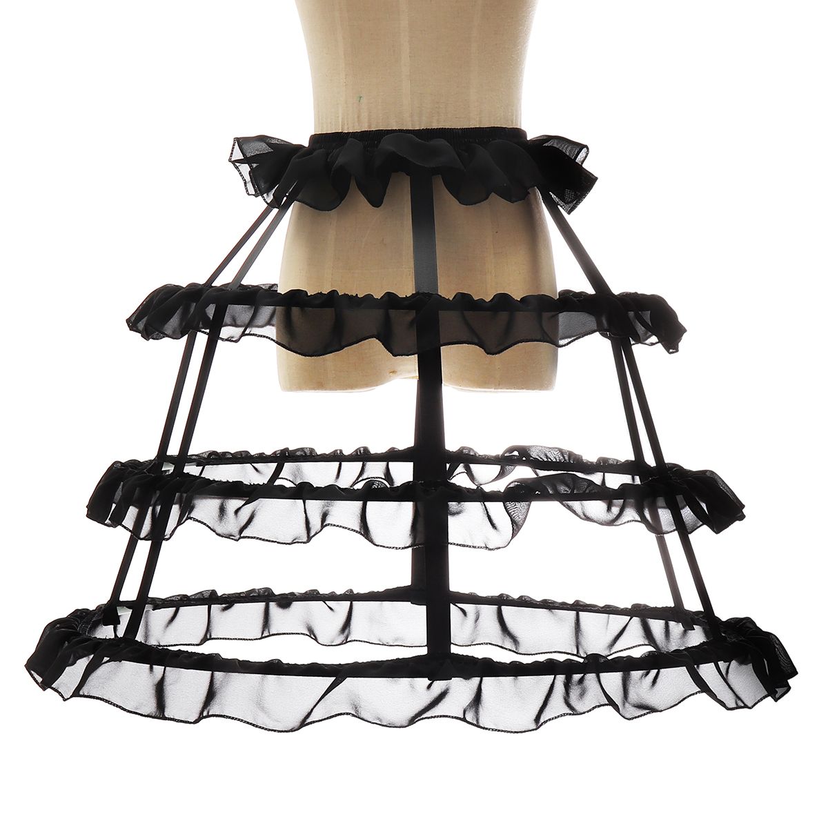 Lady-Hoop-Cage-Skirt-Pannier-Bustle-Crinoline-Petticoat-Underskirt-Dress-Costume-1540258