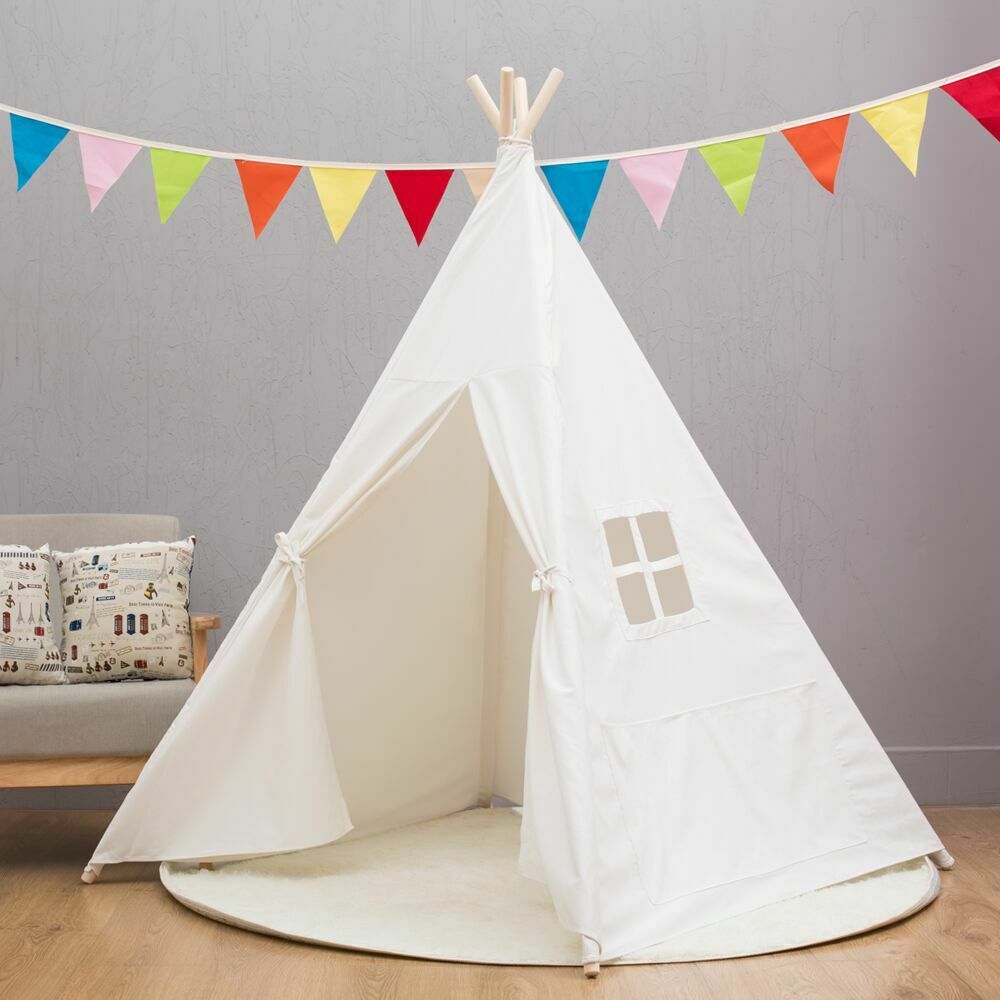 Large-Cotton-Wood-Kids-Teepee-Tent-Childrens-Wigwam-Indoor-Outdoor-Play-House-1545772