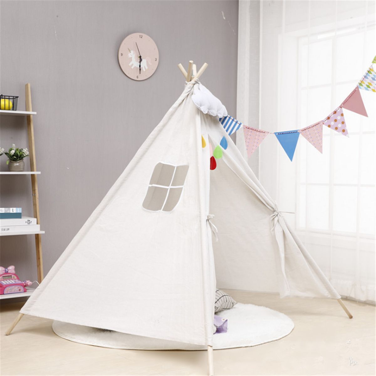 Large-Cotton-Wood-Kids-Teepee-Tent-Childrens-Wigwam-Indoor-Outdoor-Play-House-1545772