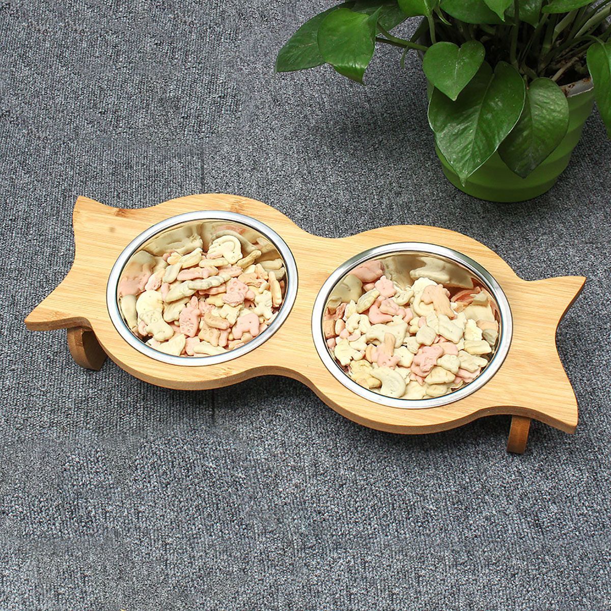 Large-Double-Pet-Bowl-Feeder-Cat-Dog-Food-Pot-Stand-Puppy-Stainless-SteelCeramics-1572037