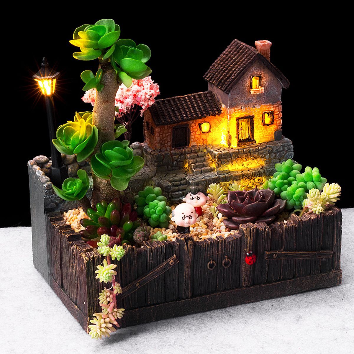 Lighting-Tuscanys-Cabin-Flower-Pot-Craft-Ornaments-Magic-Lantern-House-Planter-Bonsai-1473935