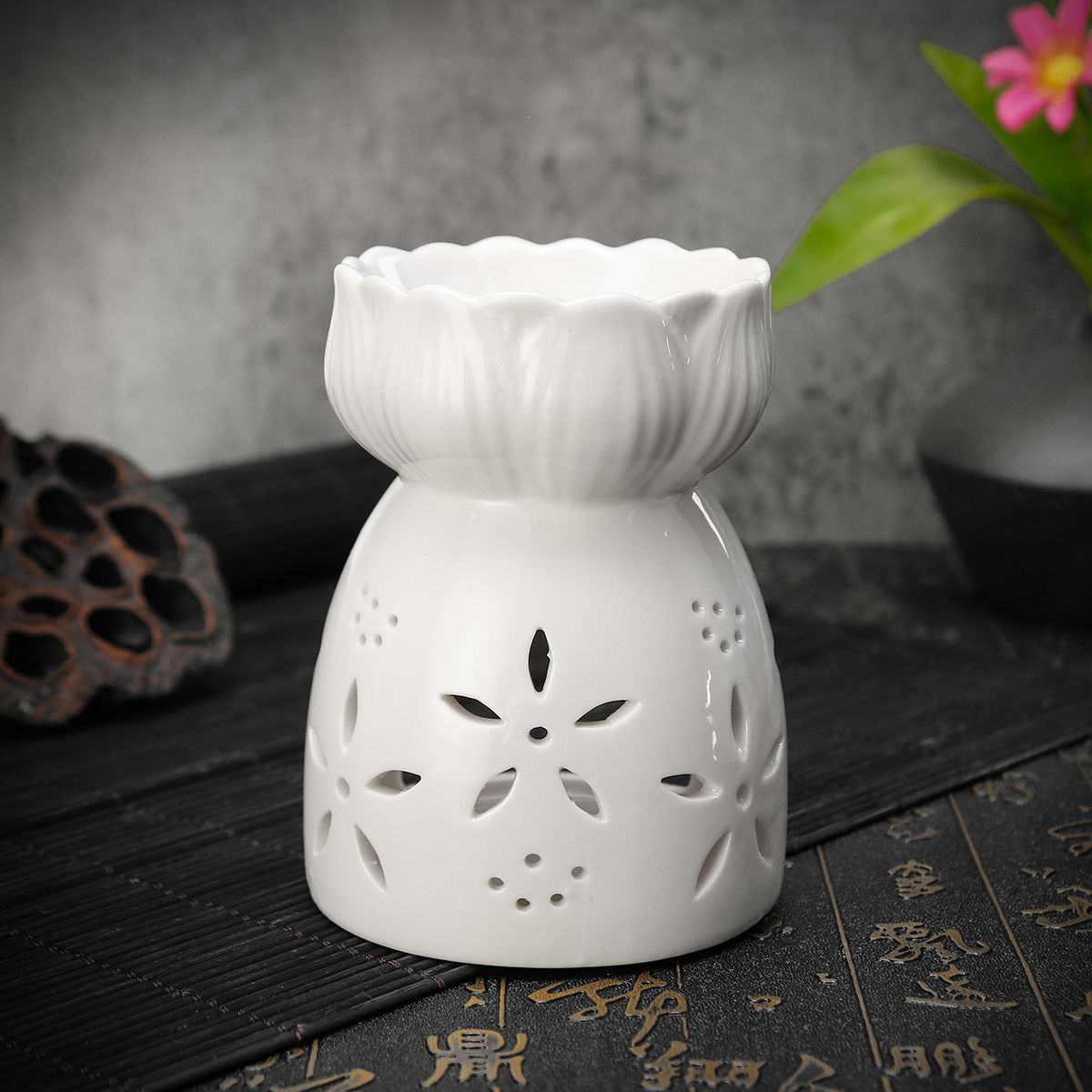 Lotus-Flower-Ceramic-Oil-Incense-Burner-Tea-Light-Holder-Home-Fragrance-White-1527638