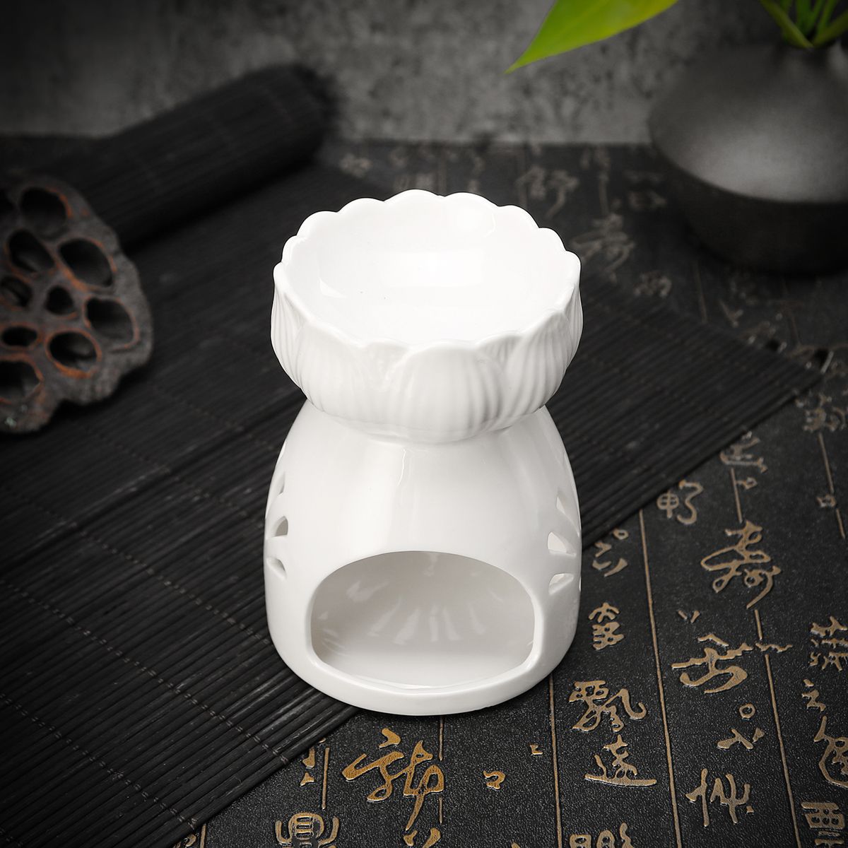 Lotus-Flower-Ceramic-Oil-Incense-Burner-Tea-Light-Holder-Home-Fragrance-White-1527638