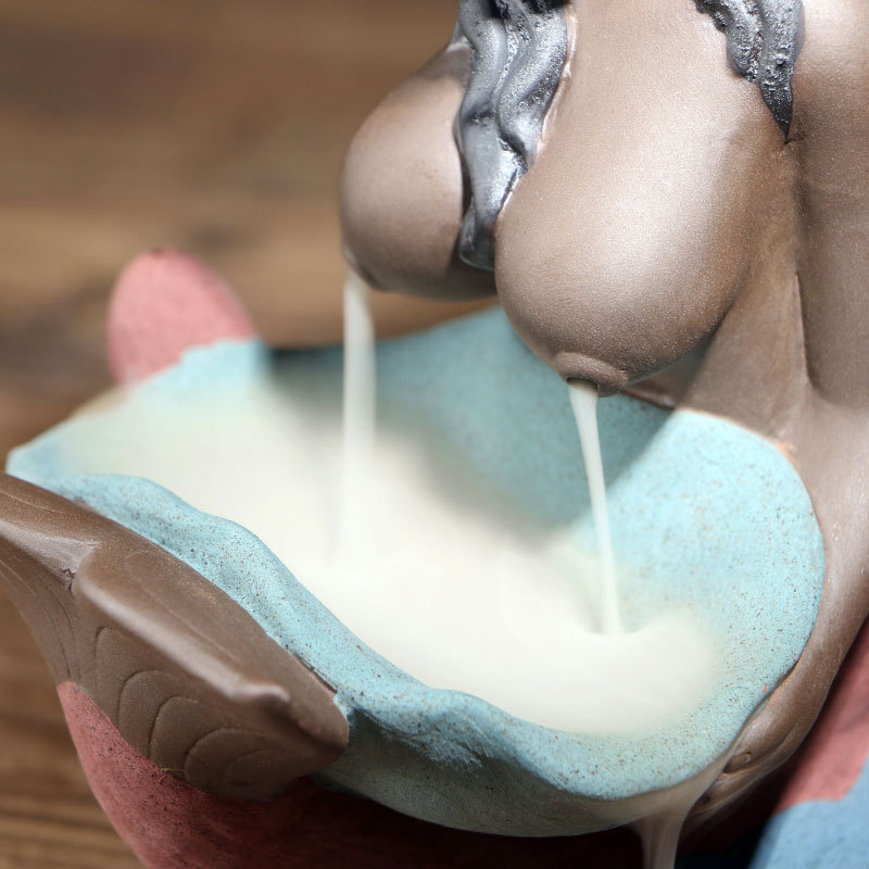Mermaid-Ceramic-Incense-Burner-Backflow-Glaze-Censer-Cone-Holder-Decor-Crafts-1392940