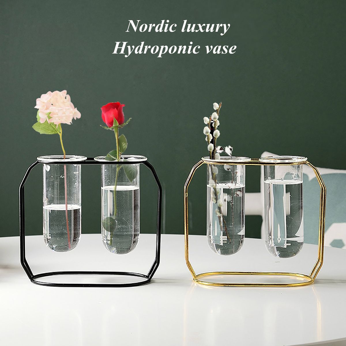 Nordic-Glass-Planter-Test-Tube-Vase-Pot-Retro-Iron-Stand-Plants-Flowers-Holder-1762958