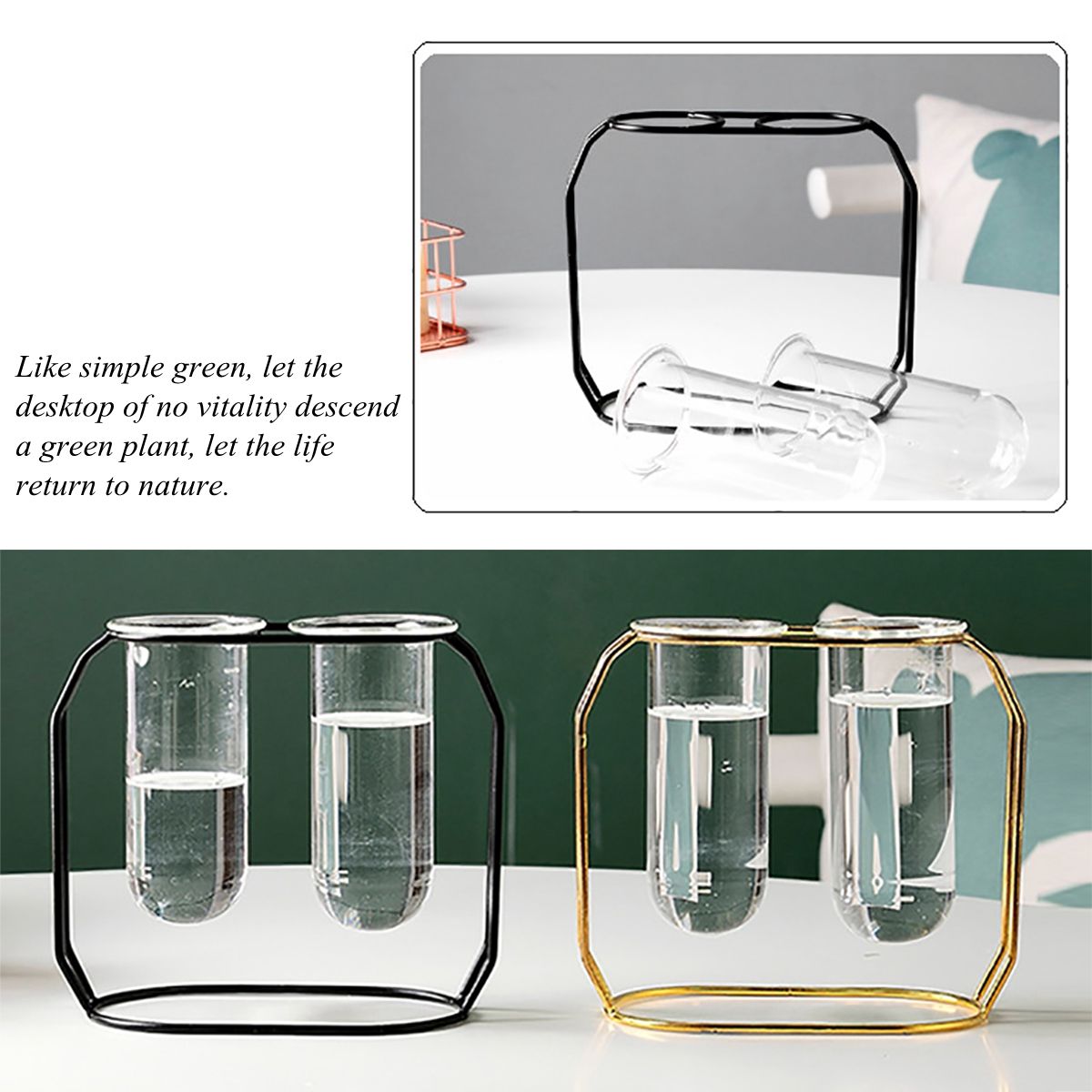 Nordic-Glass-Planter-Test-Tube-Vase-Pot-Retro-Iron-Stand-Plants-Flowers-Holder-1762958