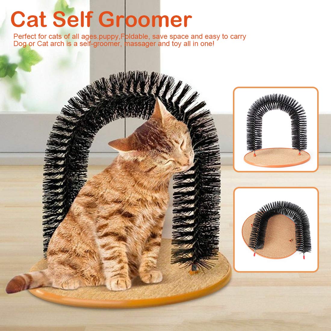 Pet-Cat-Arch-Hair-Grooming-Scratcher-Toy-Self-Groomer-Toys-Massage-1247535