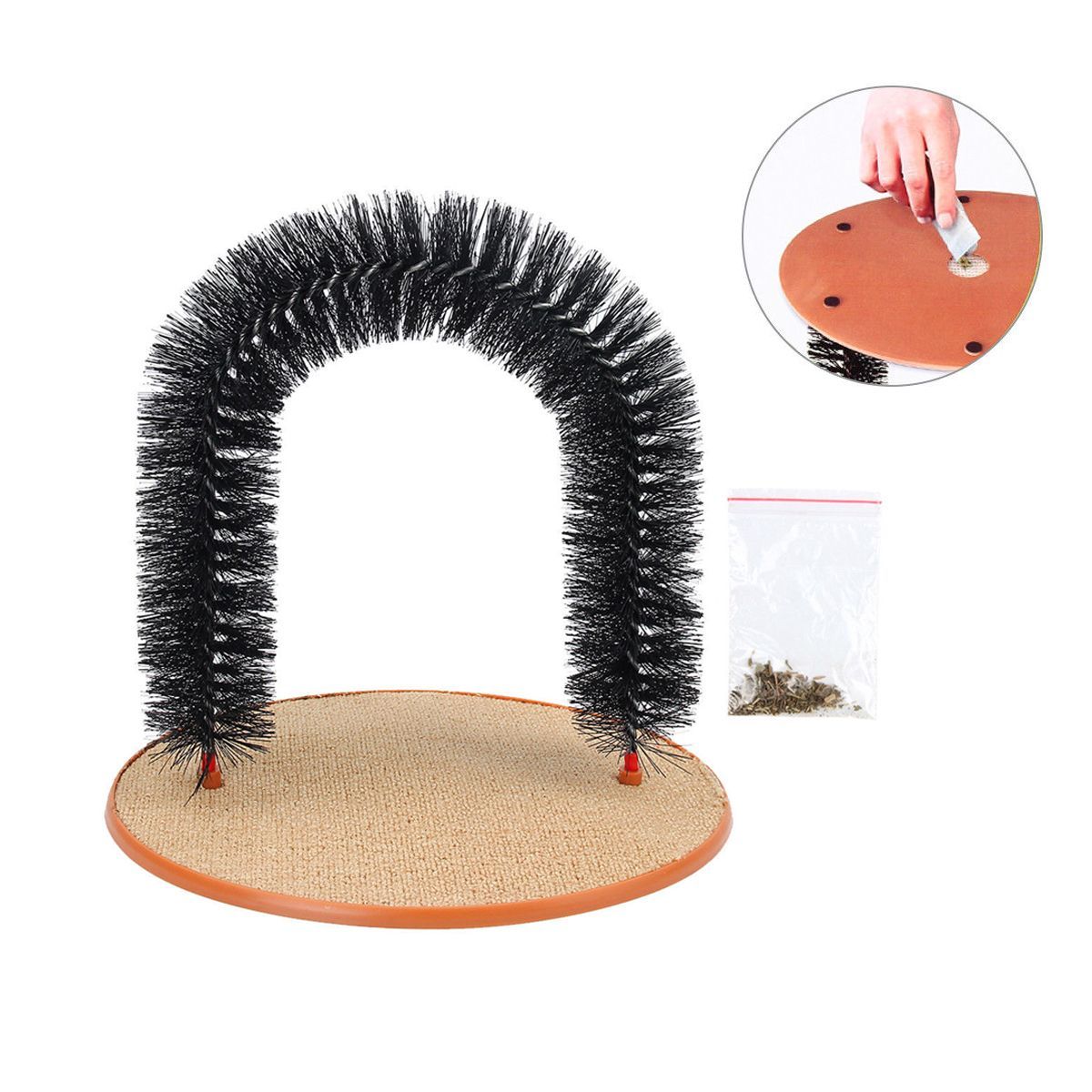 Pet-Cat-Arch-Hair-Grooming-Scratcher-Toy-Self-Groomer-Toys-Massage-1247535