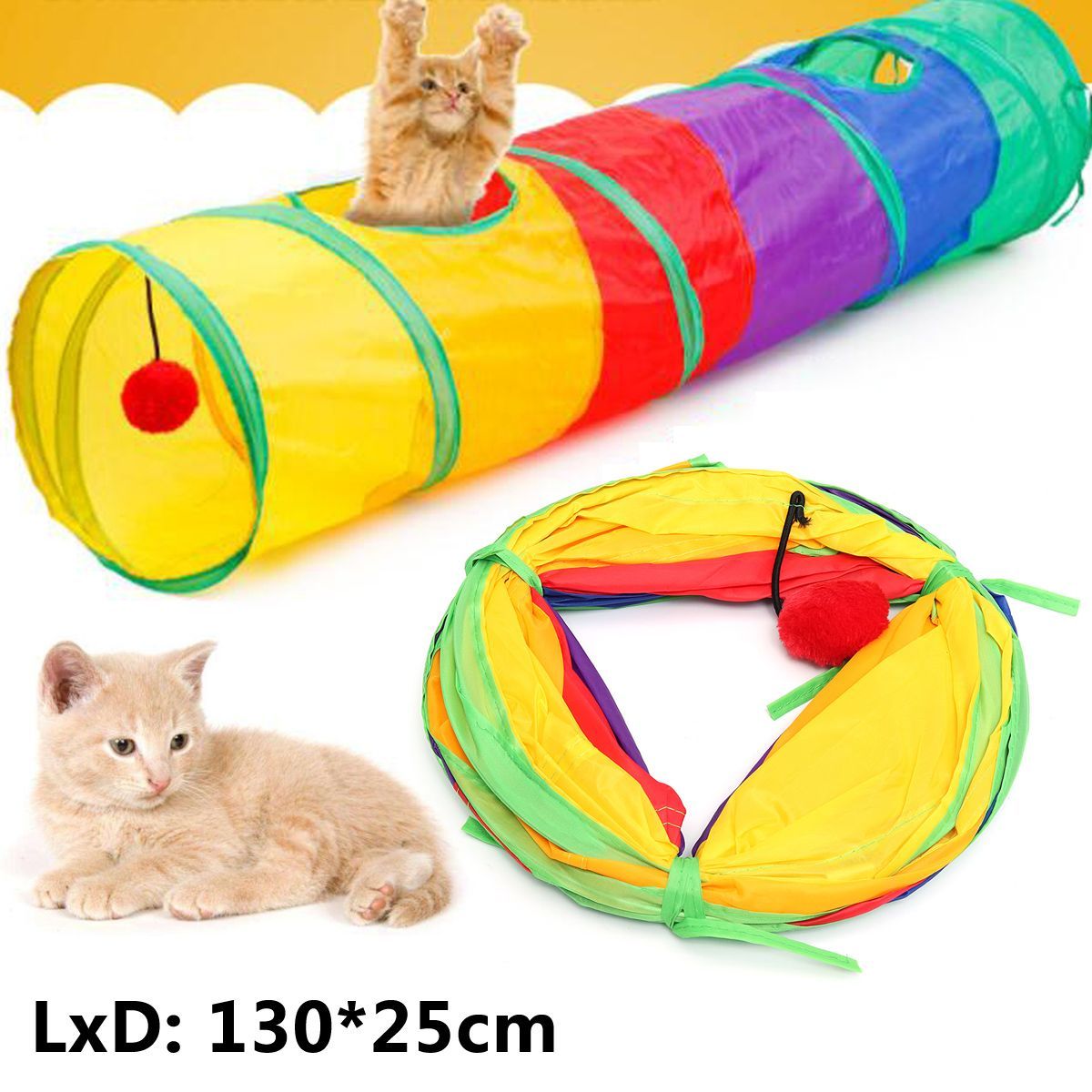 Pet-Tunnel-Cat-Printed-Green-Crinkly-Tunnel-Toy-With-Ball-Play-Fun-Toys-1322549