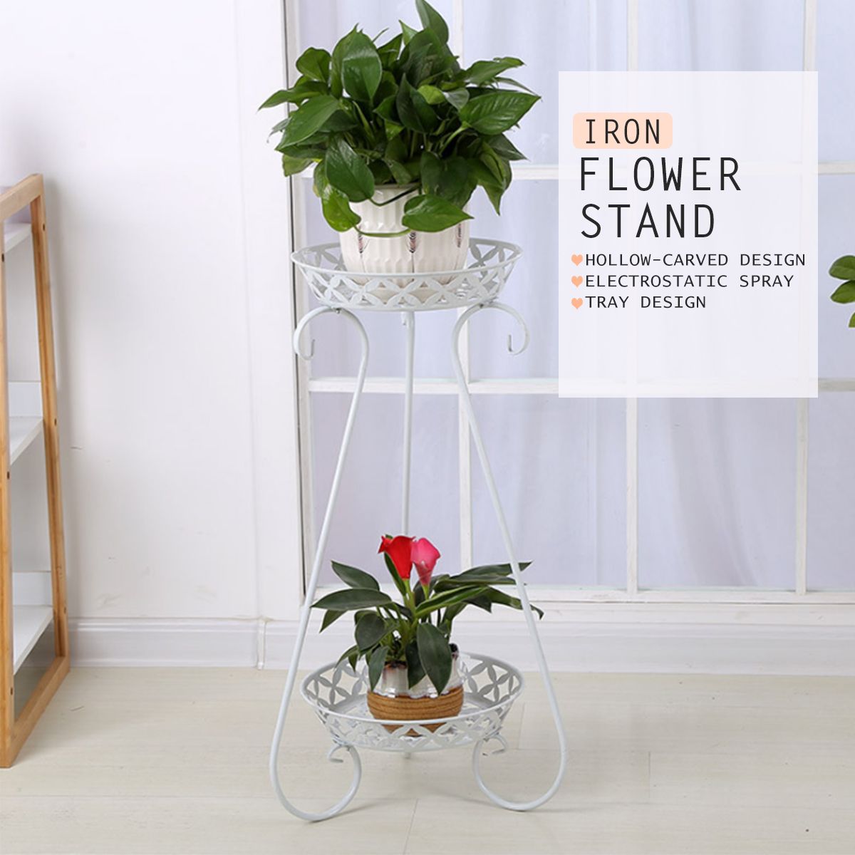 Plant-Pot-Stand-Flower-Storage-Rack-Metal-Floor-Standing-Shelf-Garden-Decor-1561555