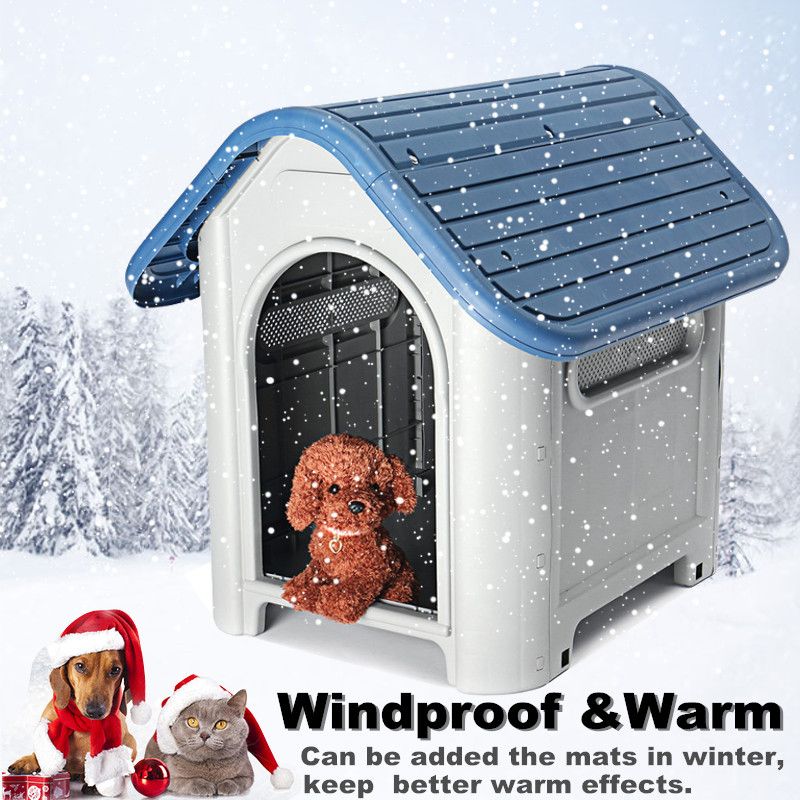 Plastic-Dog-Kennel-Pet-Cat-House-Weatherproof-Indoor-Outdoor-Animal-Shelter-Cover-1525689