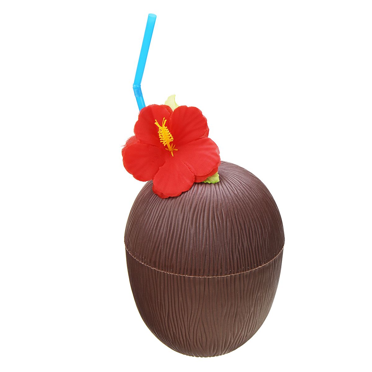 Plastic-Tropical-Coconut-Cup-Bottle-w-Straw-Summer-Hawaii-Luau-Party-Beach-Pool-Party-1374247